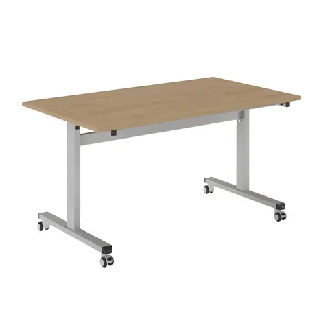 Pro Flip Rectangular Table - W1400 x D800 x H725mm - Silver Legs - Kendal Oak